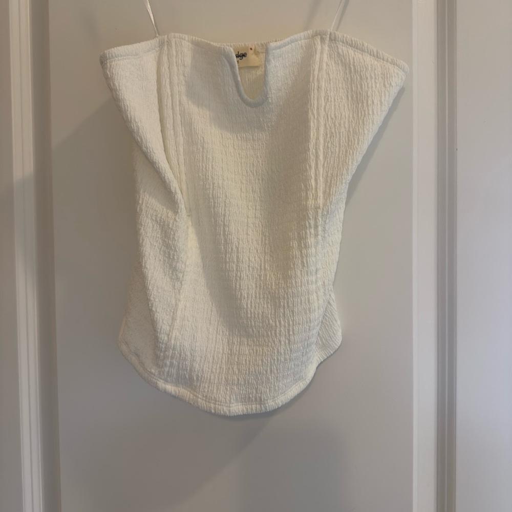 Anthropologie Porrige Chic Strapless White and Navy Dress - Picture 4 of 4